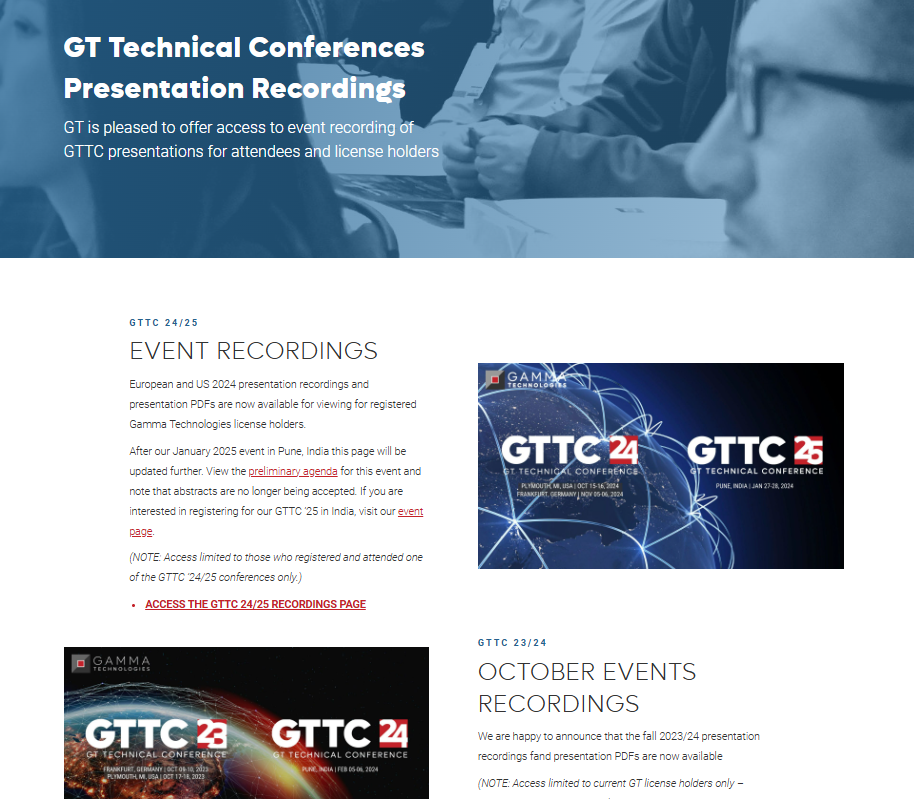 GTTC recordings page screeenshot